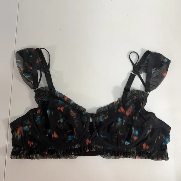 Torrid Plus 1X Bralette Bra Sweet‎ Inkatha Floral Ruffle Mesh Underwire Gorgeous - Image 4