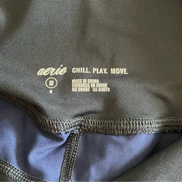 Aerie American Eagle chill play move side pocket black blue leggings size medium - Image 9