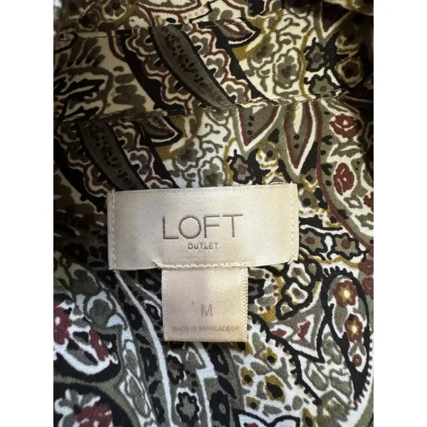 Ann Taylor LOFT Paisley‎ Long Sleeve Blouse Top Size Medium Boho Peasant Flowy - Image 3