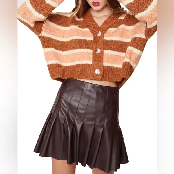 Lost + Wander Candy Says Cardigan Sweater Rust Multi Stripe Size Small NWT - Image 4