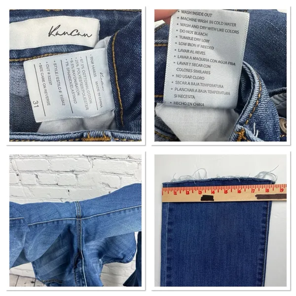 Kancan Women Size 31 Bootcut Crop Jeans Distressed Mid Rise Medium‎ Wash Raw Hem - Image 8