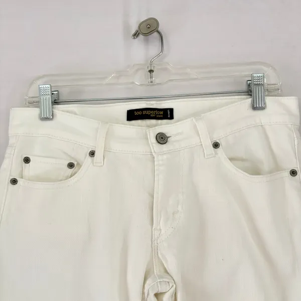 Levis 524 Too Superlow Skinny Jeans White‎ Denim Low Rise Womens 16x31 - Image 12