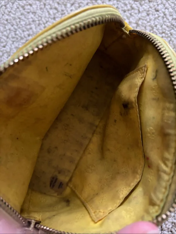 Tory Burch Yellow Leather Dome Cosmetic Case Small Pouch FLAWS - Image 5
