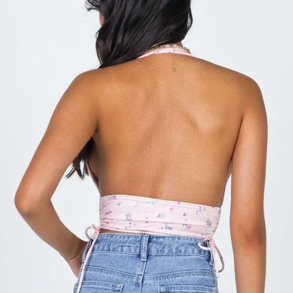 Princess Polly Penelope Pink Floral Halter Top - Image 4