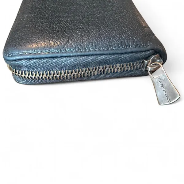 Dolce & Gabbana Black Leather Zip Around Long Wallet Italy D&G Read Description - Image 3