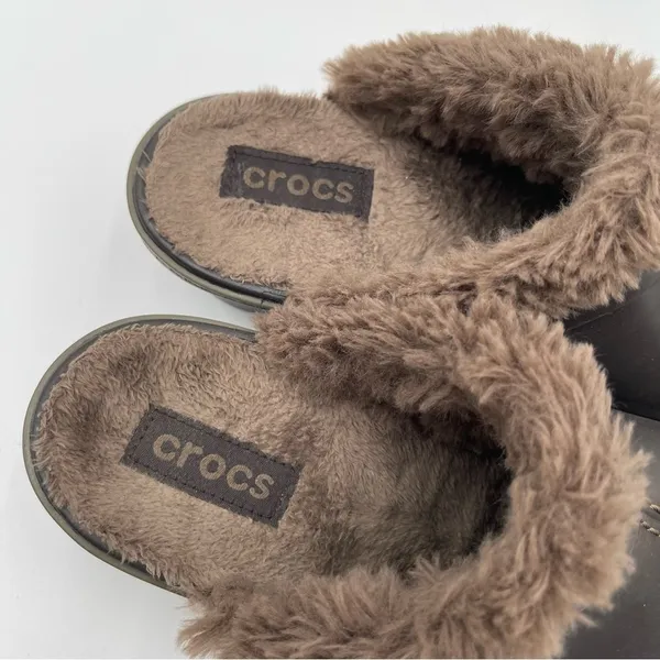 CROCS Cobbler Eva Clogs Heeled Mules Faux Fur Women’s Sz 7 Slip On Casual - Image 7