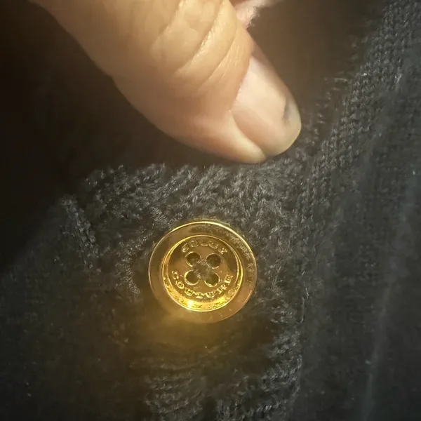Vintage juicy couture, black size small gold button sweater - Image 3