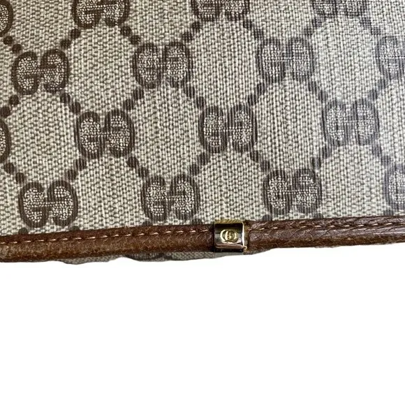 Vintage Gucci Shoulder Bag Flap Closure Classic‎ Brown Monogram - Image 7