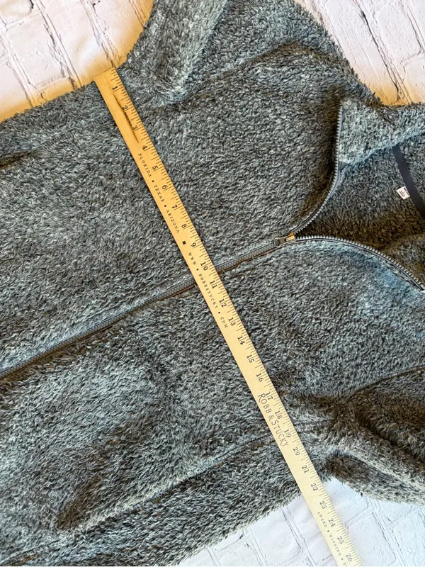 Uniqlo Fuzzy Fleece Full Zip Jacket Green Grey Mens Large Fall Outdoor Hiking - Image 9