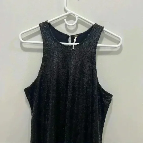 Free People blue sequin liquid shine mini dress M concert cocktail party - Image 4
