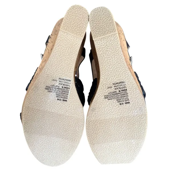 SO‎ Taffy Black Woven Braided Cork Wedge Sandals Women's Size 10 M 214784 - Image 6