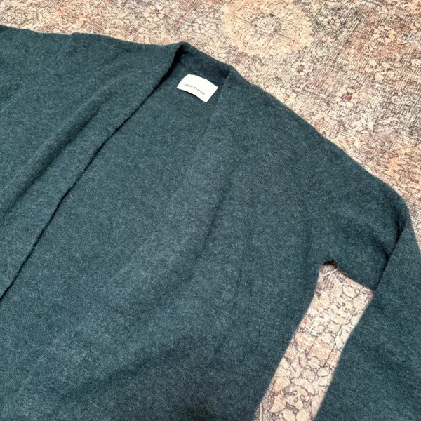 Samsøe Samsøe Nor Cardigan Sea‎ Moss Mel XXS Oversized Knit Alpaca Merino Wool - Image 4