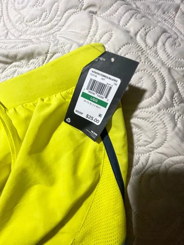 Under Armour Women's Neon Lime Training Shorts with Gray Reflective Trim‎ - Image 2