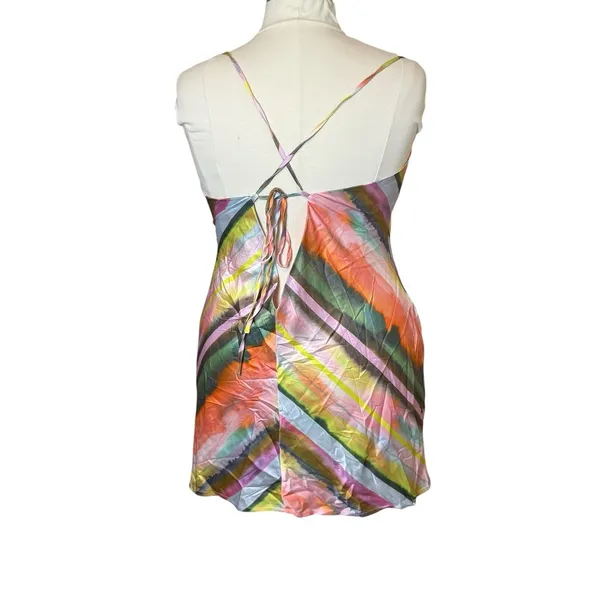 Missguided Rave Printed Satin Cowl Neck Cami Bodycon Mini Dress 2XL Festival‎ - Image 8