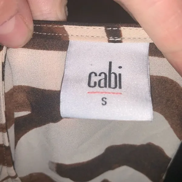 CAbi S Simone brown zebra ruffle sleeve feminine blouse - Image 3