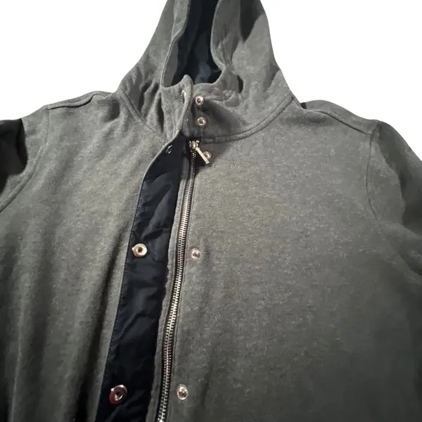 Lauren Ralph Lauren Hoodie Womens XL Gray Full Zip Snap‎ Front Jacket - Image 3