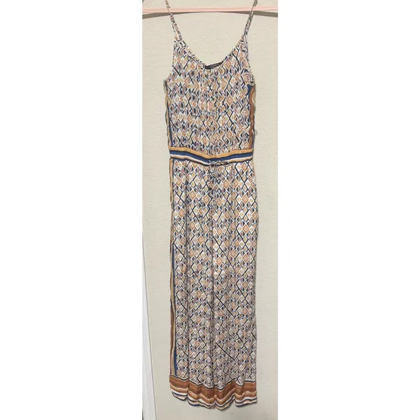 Forever 21‎ Wide Leg Jumpsuit Halter Top Geometric Pattern Boho 70s Retro Sz M - Image 2