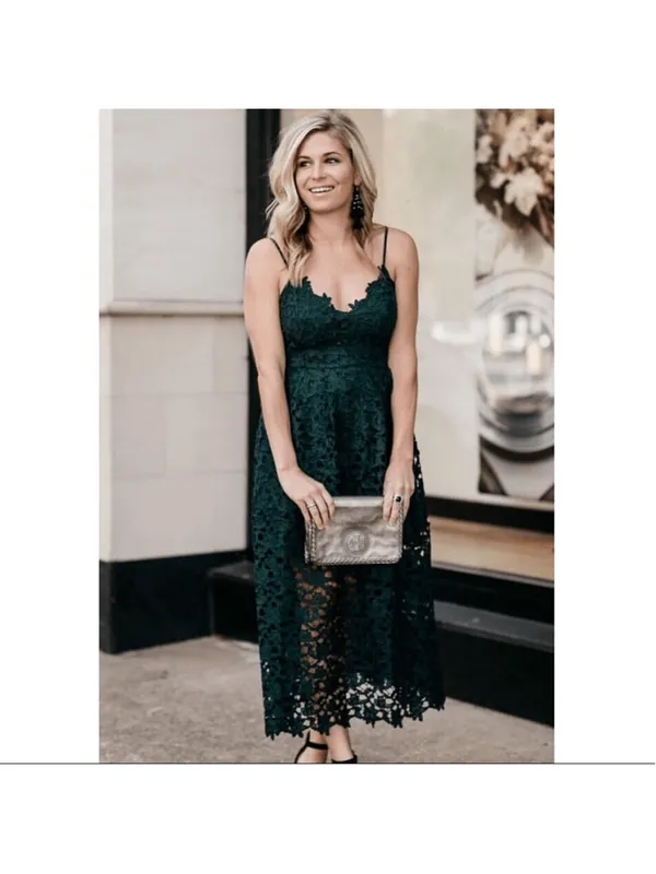 ASTR Green Lace Midi Dress - Image 5