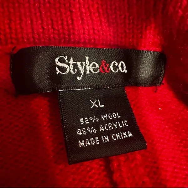 Style & Co Short Sleeve Wool Blend Cardigan Sweater Women's XL Red Cropped NWOT‎ - Image 5