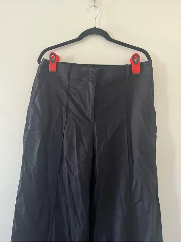 Loft Black Cotton Wide Leg Trouser Pants 12 Minimalist Capsule Office Coastal - Image 2