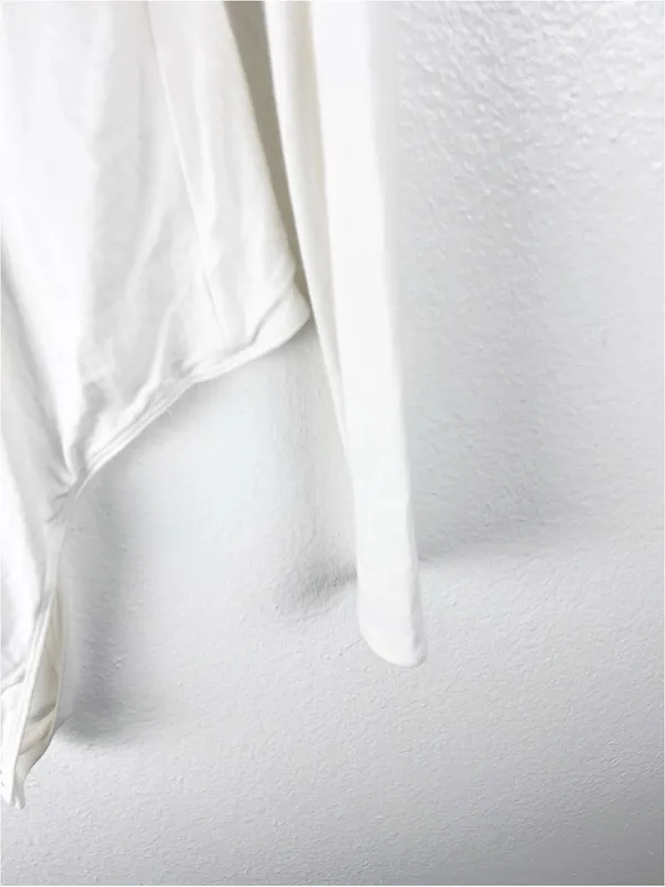 GOOD AMERICAN Cream Long Sleeves Scoop Neck Bodysuit Size Large Casual Neutral - Image 6