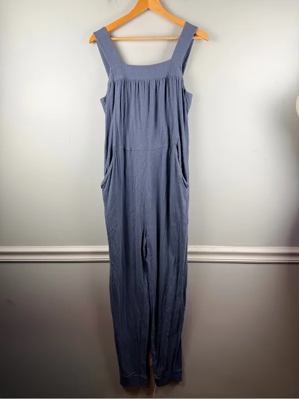 PACT Alice Overall Jumpsuit Blue Dusk 100% Organic Cotton Women’s Sz medium - Image 3