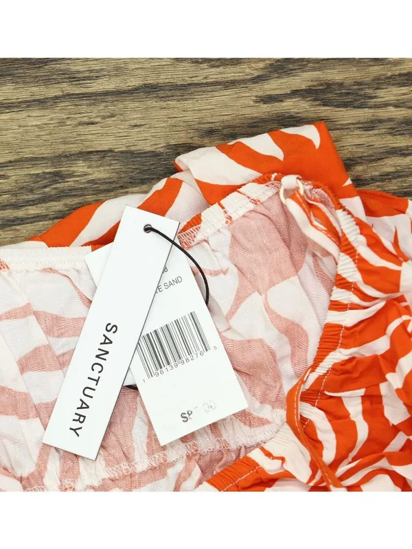 NWT Sanctuary Mini Cover-Up Dress with Front Tie White Sand Orange Multi M - Image 7
