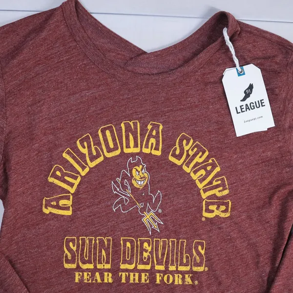 League 91 Arizona State Sun Devils Women S Heather Maroon Long Sleeve Tee NWT - Image 2