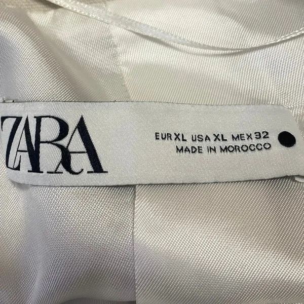 Zara Women's Cream Beige Long Sleeve One Button Blazer Coat Suit Jacket Size XL - Image 4