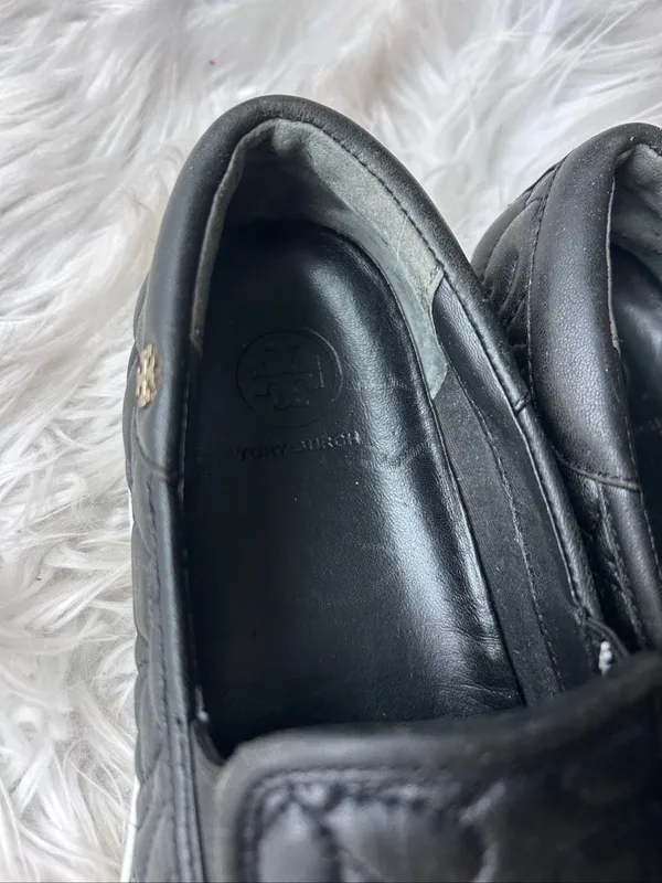 Tory Burch Quilted Slip-On Shoes size 7.5 women’s sneakers comfy black white - Image 2