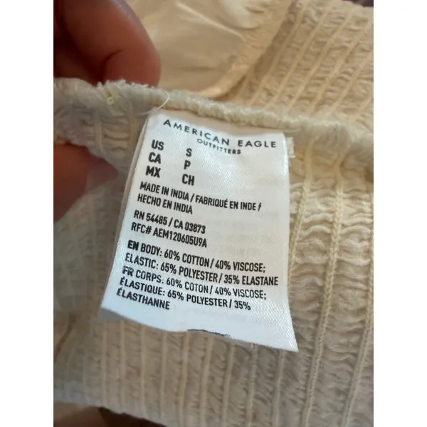 American Eagle Cream Milkmaid Ruffle Strap Tie Back Tank Top Size Small - Image 4