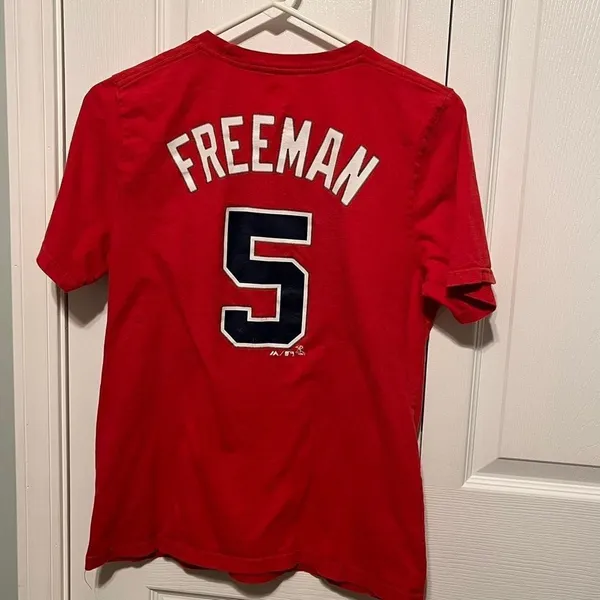 Majestic Atlanta Braves Freddie Freeman ladies red extra large shirt MLB BASEBALL *Flawed - Image 6