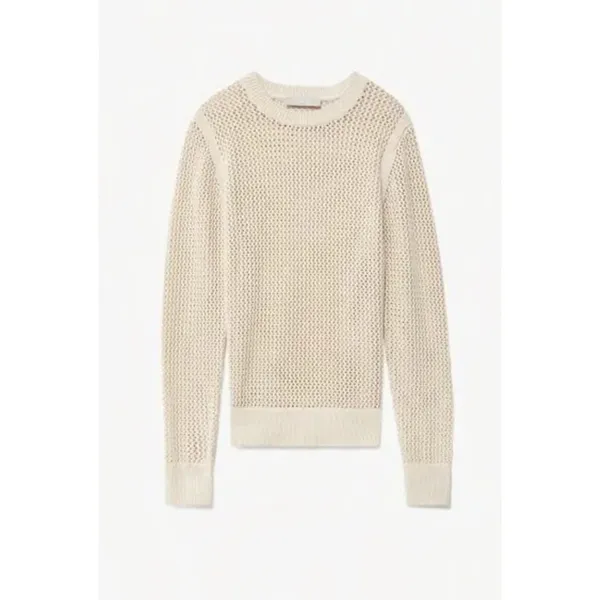 Everlane Mesh Soft Cotton Crew Sweater in Praline Cream Women's sz XS Minimalist - Image 4