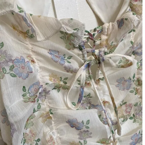 Storia Floral Mesh Ruched‎ Off Shoulder Mini Dress - M NWT - Image 11