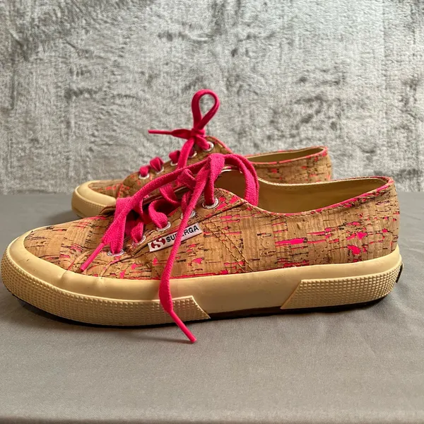 Superga Shiny Cork‎ Hot Pink Loafers Women’s Size 6 - Image 5