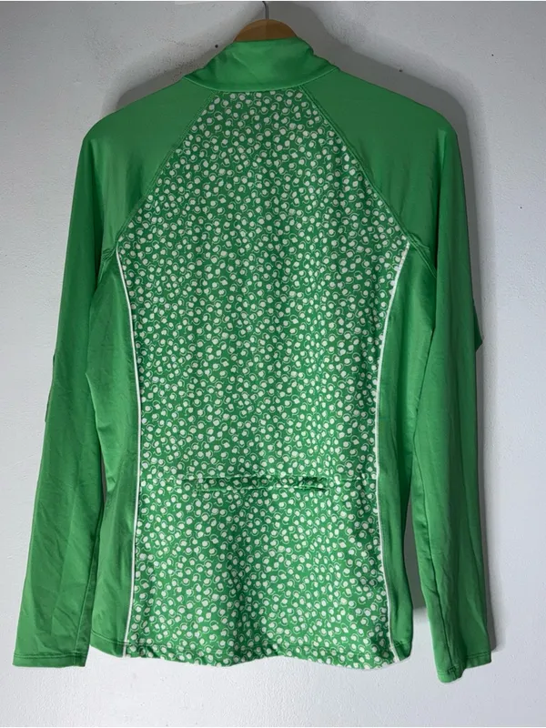 Ralph Lauren RLX Green Pattern Long Sleeve Gold Mock Neck Top Medium‎ - Image 2