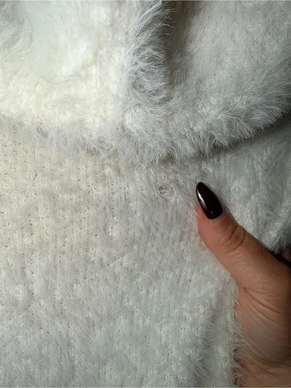 Oliver Ivory Fuzzy Knit Sweater Hooded Cardigan Vest - Image 4