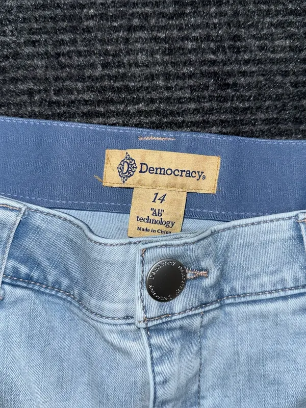 Democracy Ab Technology Wide Leg Cropped Jeans Light Wash Stretch Denim Sz 14 - Image 6