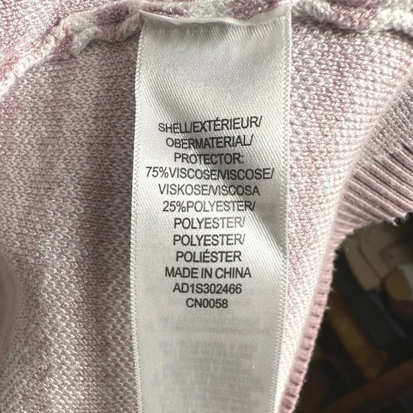 Adrianna Papell Mauve Ivory Pearl Button Striped Knit Preppy Cardigan Sweater - Image 6