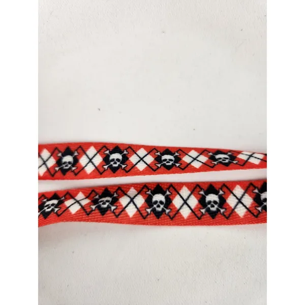 45"‎ Red & White Argyle Skulls Punk Shoelaces Fat Laces Retro 80s Sneakers Shoe - Image 3