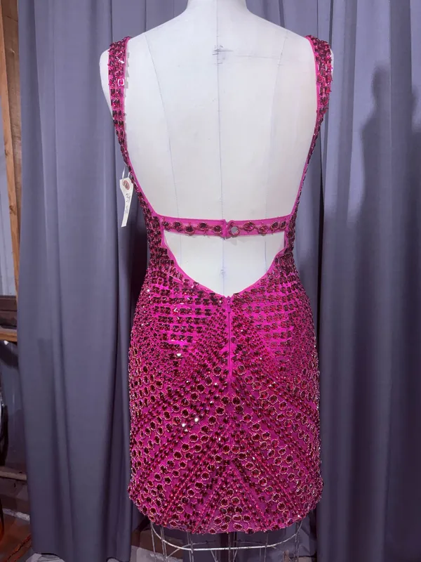 Hot pink rhinestone mini dress Size M - Image 2