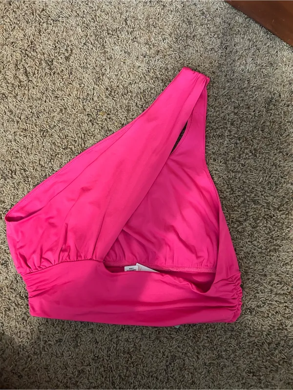 H&M Bright Pink One-Shoulder Tank - Image 2