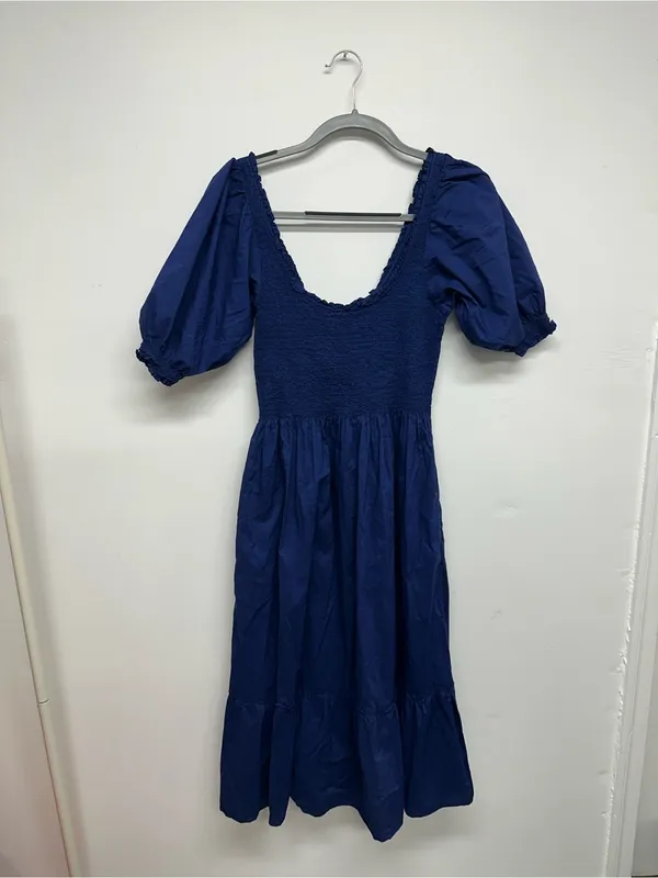 Hill House The Louisa Nap Dress Cobalt Blue Smocked Puff-Sleeve Midi Dress - M - Image 6