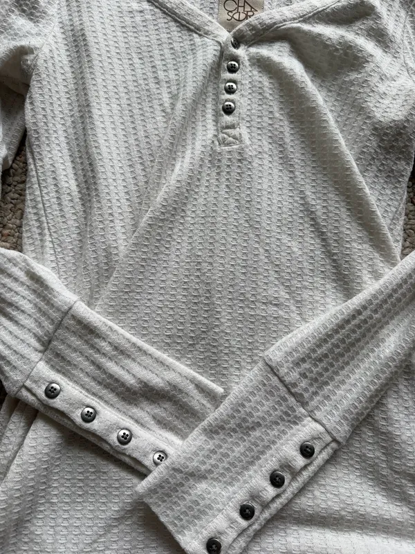White Henley Long Sleeve Gray - Image 2