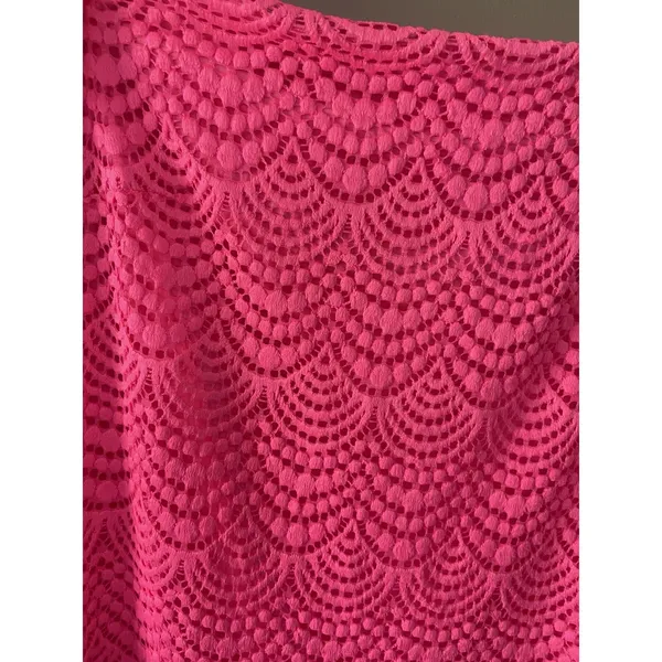 Lilly Pulitzer‎ Jade Pink Tropics scalloped shell lace dress Size S off shoulder - Image 3
