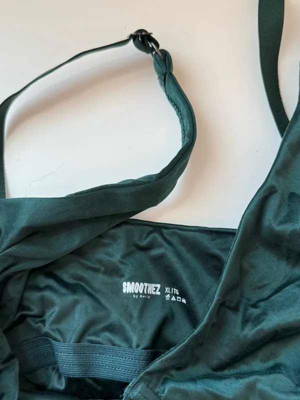 Aerie Smoothez Shine Corset Bra Top Deep Forest Green - Image 4