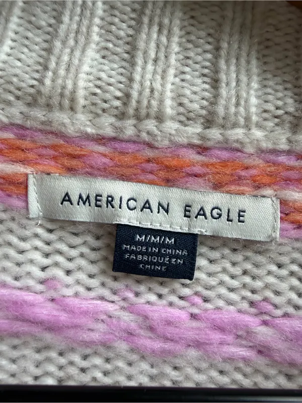 American Eagle Outfitters Fair Isle Pastel Striped Crewneck Sweater NWOT Medium - Image 4