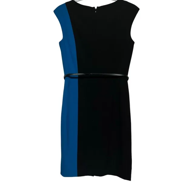 Calvin Klein Women's Black‎ Light Blue Sleeveless Sheath Dress with Belt Size 4 - Image 2