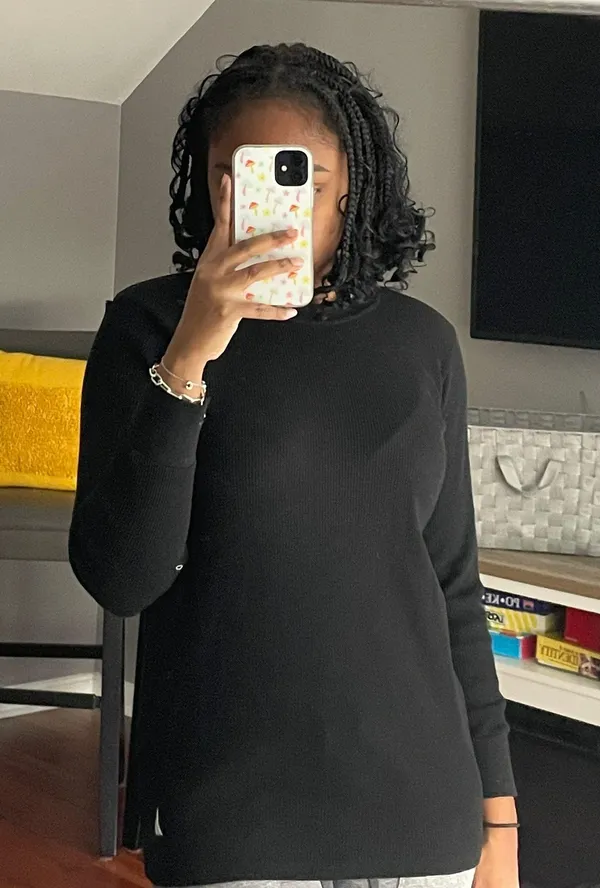 Nautica Waffle Cut Black Long Sleeve Shirt - Image 2