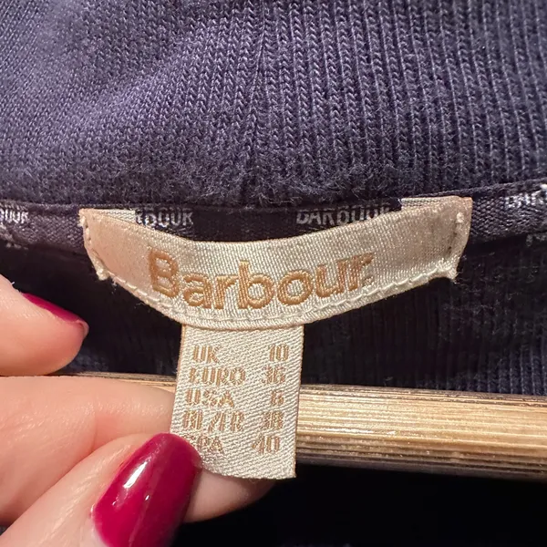 Barbour Women’s Navy Blue‎ White Striped Cotton Rief Sweatshirt Size 6 - Image 3